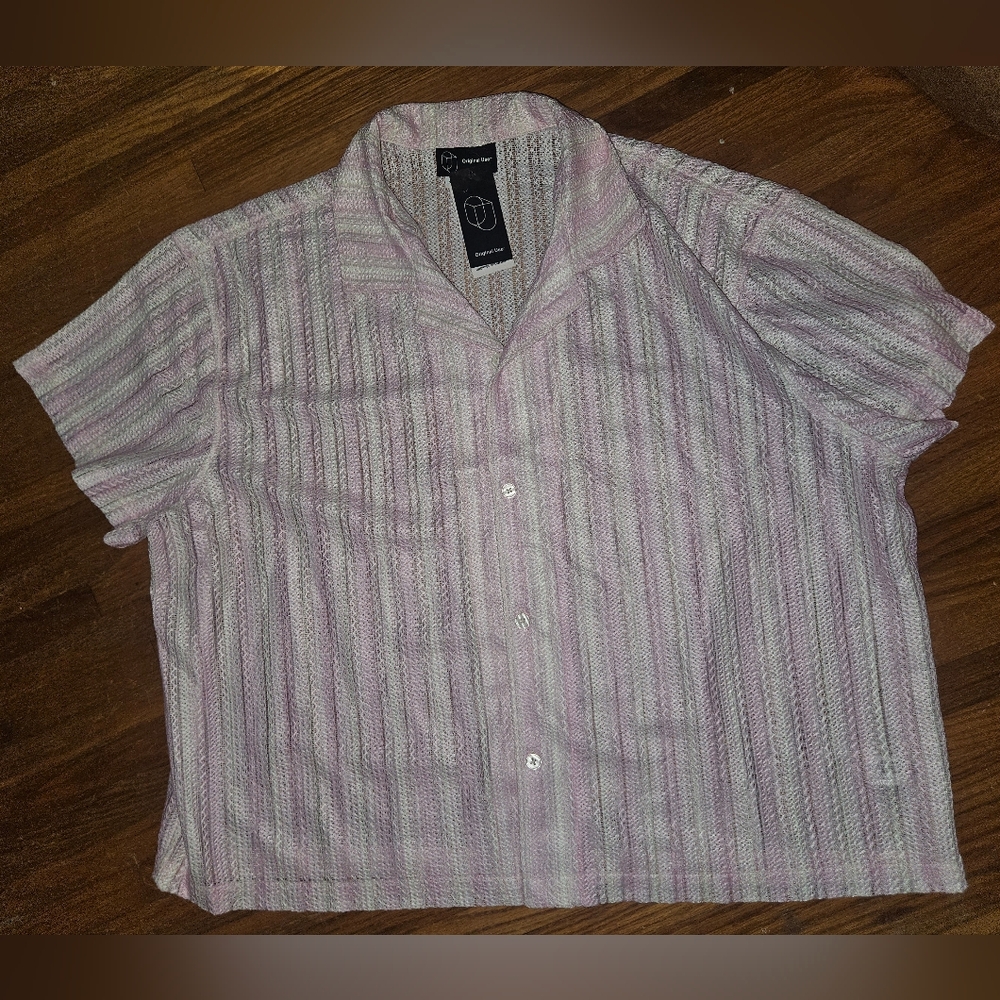 NWT Set Of Pink & White Crochet Resort Button-up Top(XXL) & Shorts(L) - Picture 9 of 16